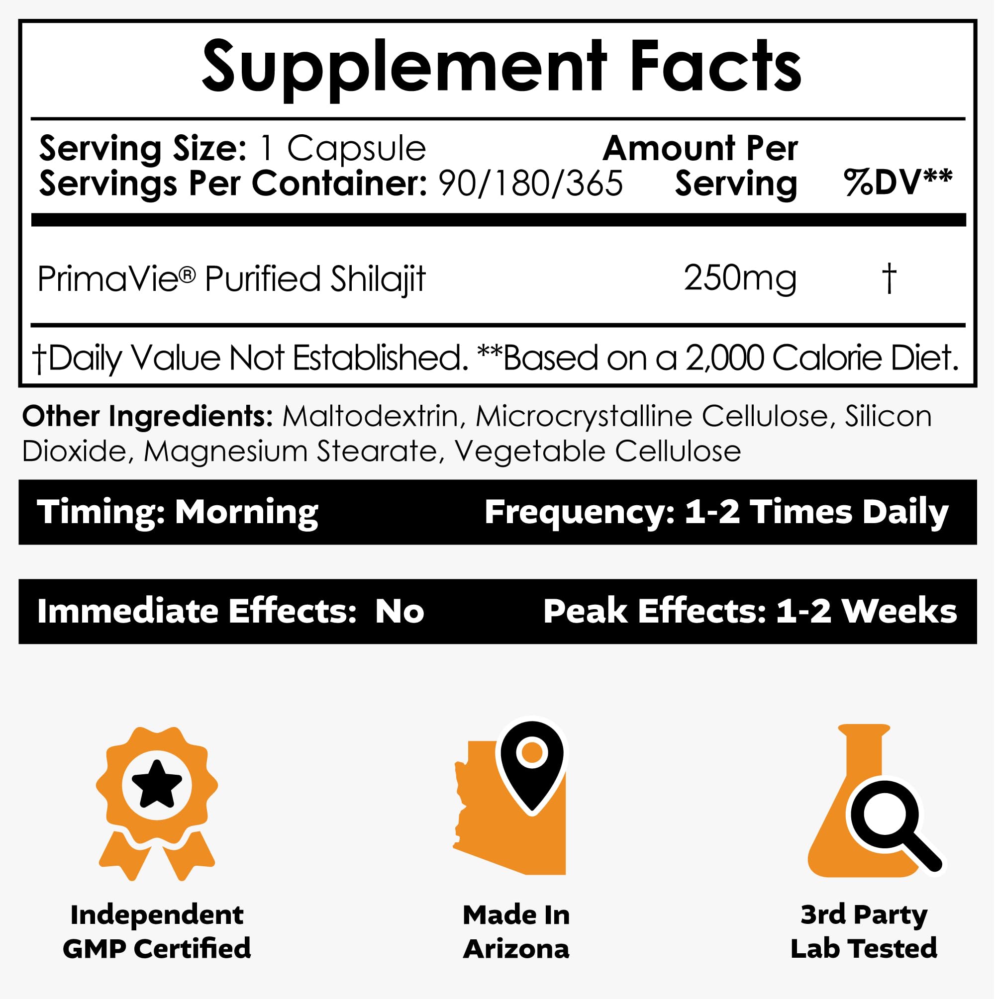 Nootropics Depot Shilajit 90 capsules packaging displaying product benefits for mitochondrial function.