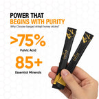 Travel-friendly single-serve shilajit wellness packets spread out