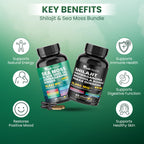 Two bottle package of Peakhealth shilajit sea moss complex displayed clearly on white background