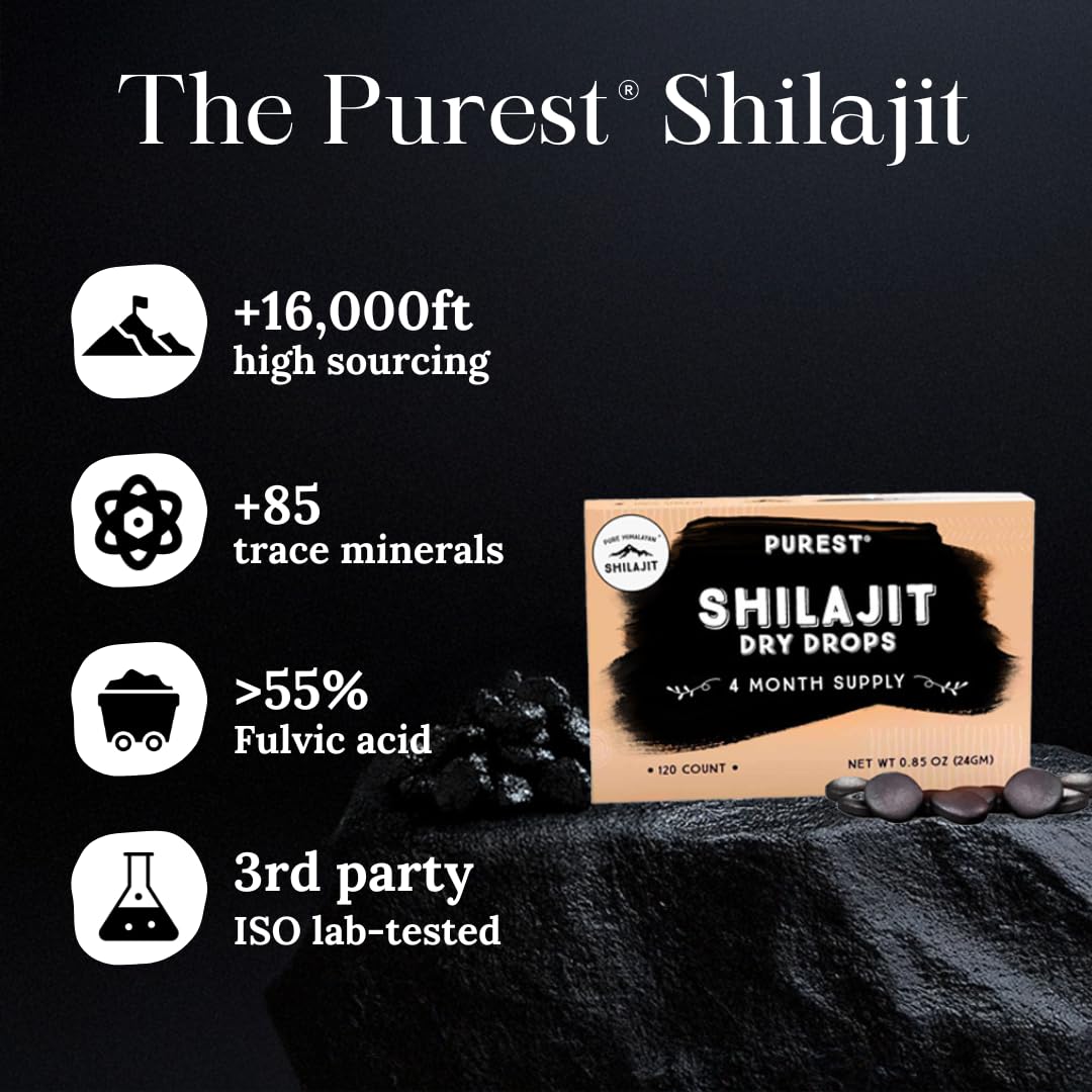 Authentic imported Pure Himalayan Shilajit bottle displaying the certified United States laboratory testing seal.