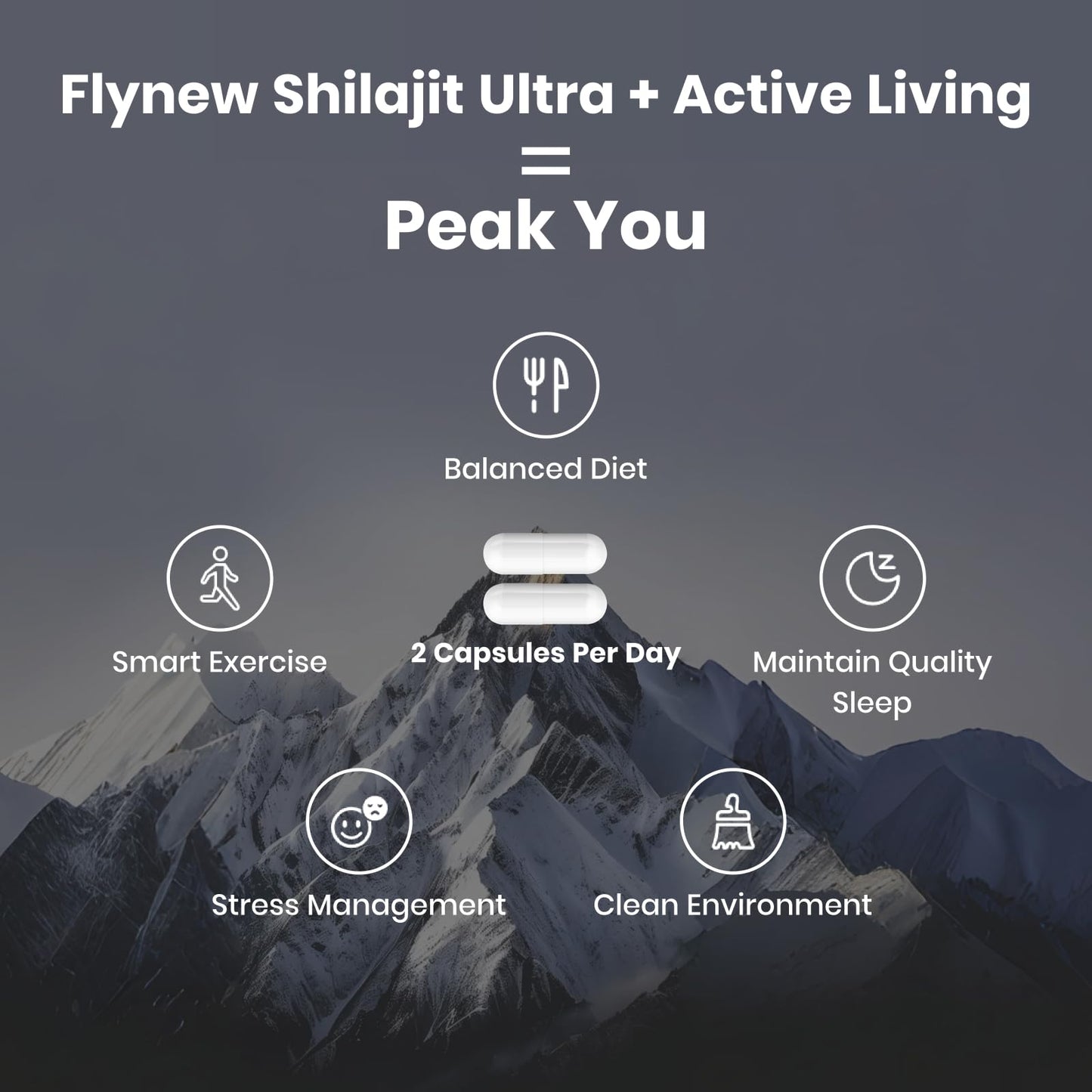 Flynew Shilajit Ultra sixty capsules dietary supplement for stamina and vitality