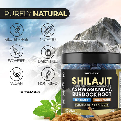 Non GMO natural shilajit gummies by Vitamax for immunity and vitality