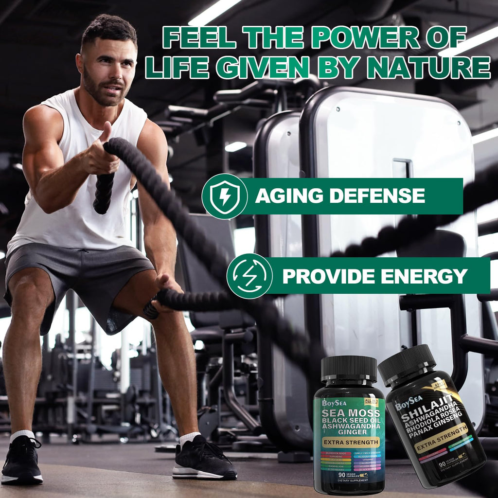 Gujisa Boysea natural sea moss and shilajit complex dietary supplements lifestyle view