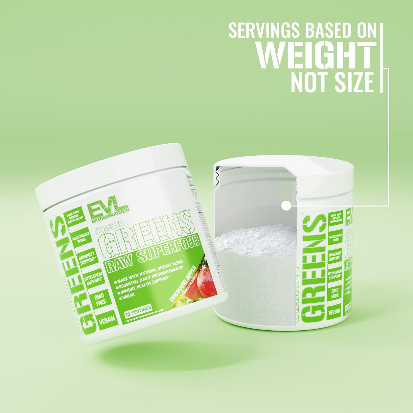 Evlution Nutrition Stacked Greens organic wheatgrass and spirulina blend nutrition facts.