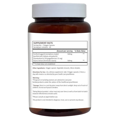 Herbal Hills Guggul capsules packaging details and dosage information