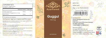 Authentic Ayurforest Guggul Vegie Capsules USA imported packaging