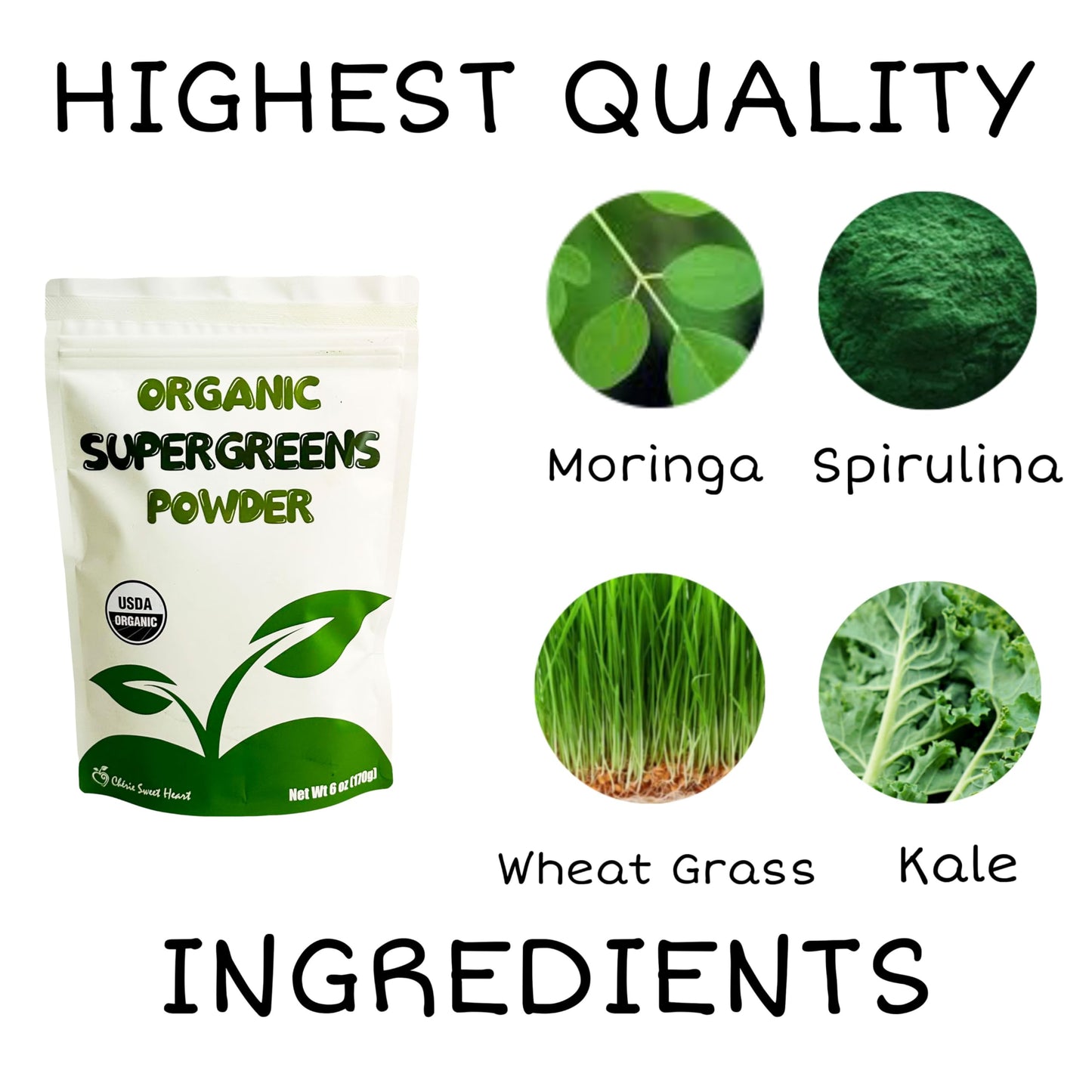 ChÃ©rie Sweet Heart daily super greens nutrition mix mixed into a healthy green smoothie