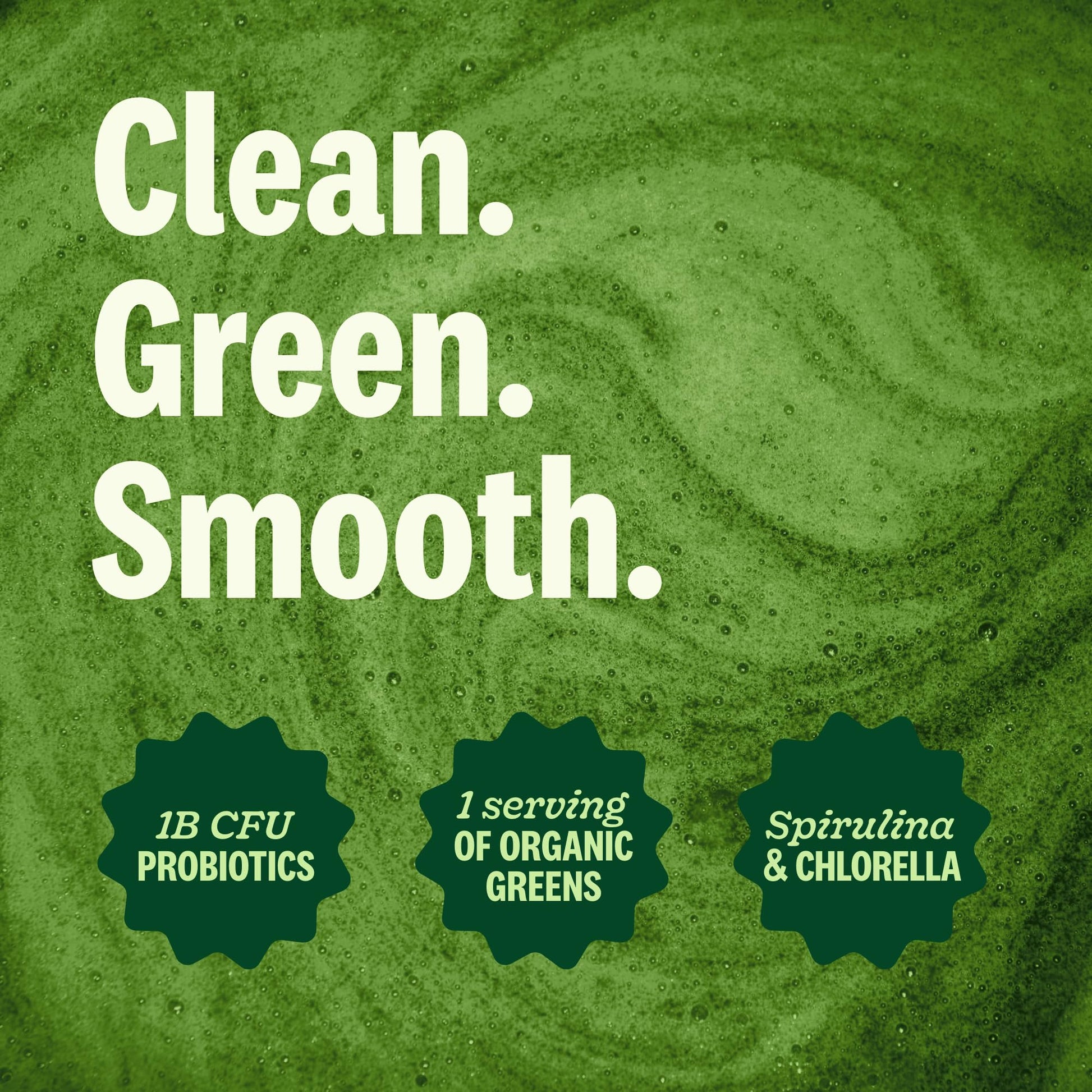 Scoop of green superfood powder next to a fresh breakfast smoothie blend.