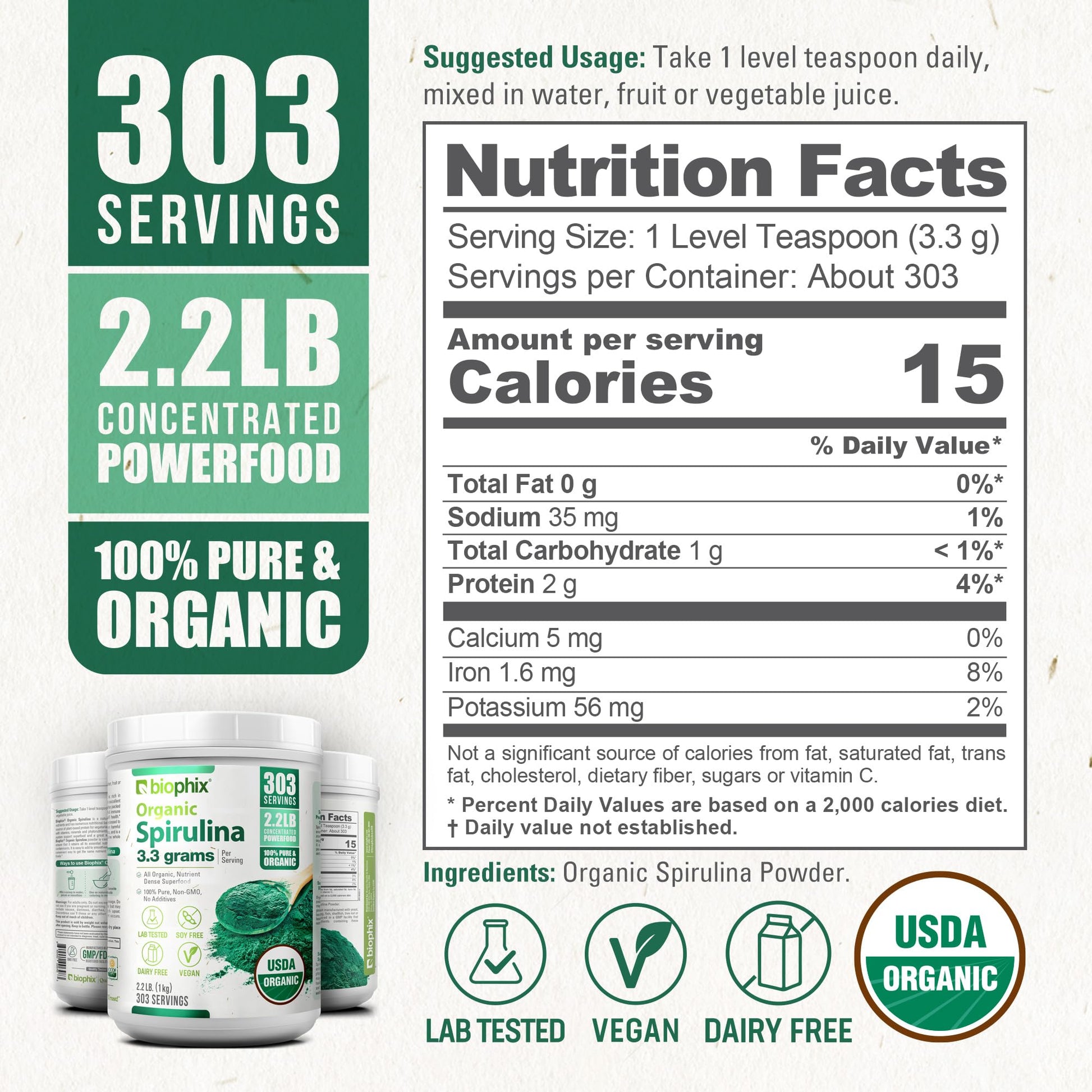 Biophix plant based protein powder superfood container top down perspective