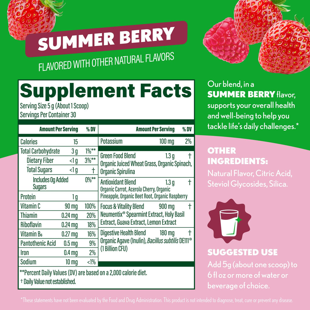 Natural health supplement container showing the thirty servings quantity description.