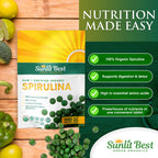 Authentic USA imported Sunlit Best Spirulina tablets displayed on a clean background.
