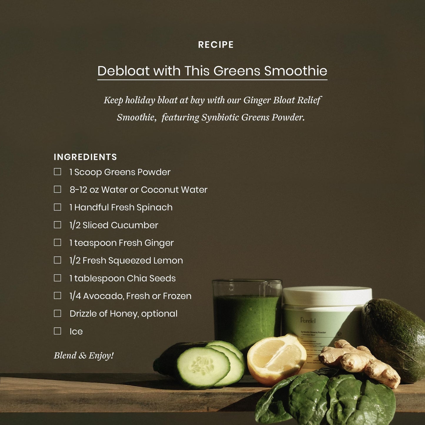 Doctor formulated greens supplement powder showing the scoop for precise daily serving measurements