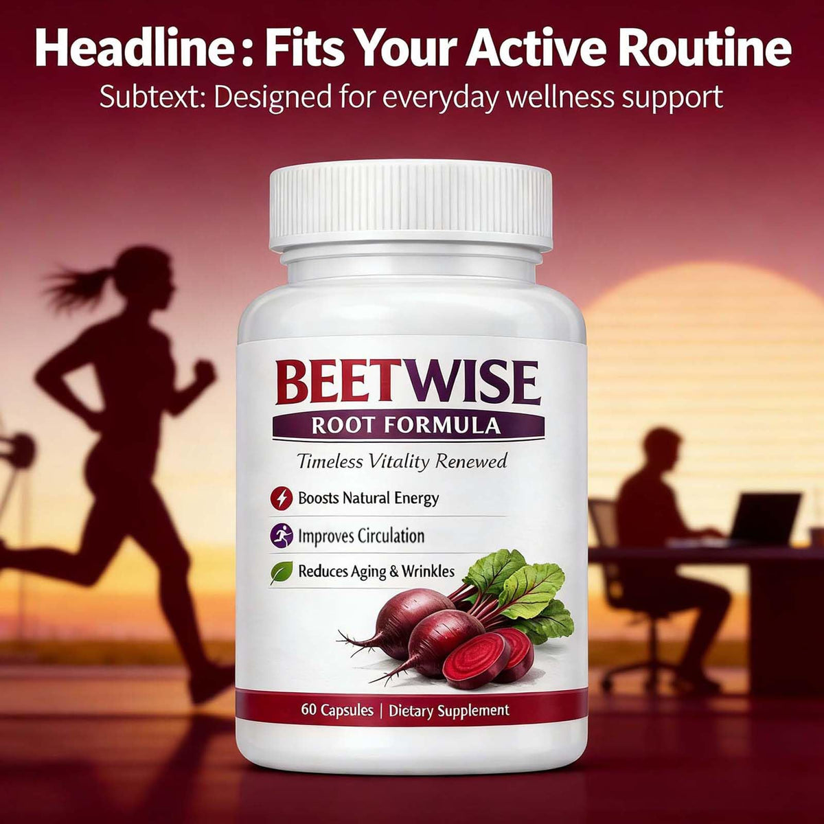 Tufonra Beetwise 60 plant based capsules for clean fitness nutrition.