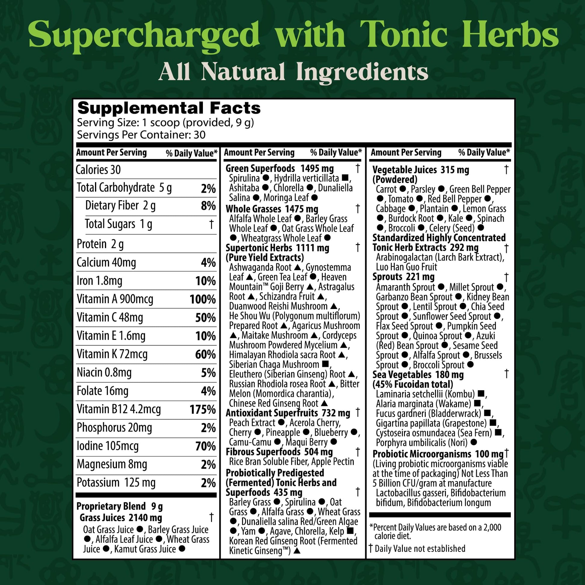 Dragon Herbs Tonic Alchemy 9.5 Ounce nutritional supplement label view