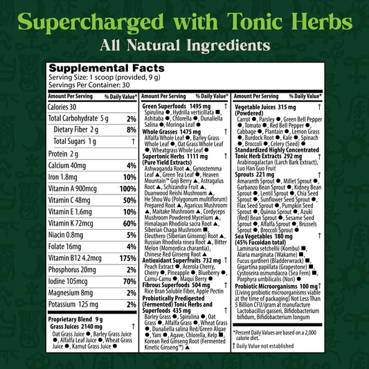 Dragon Herbs Tonic Alchemy 9.5 Ounce nutritional supplement label view