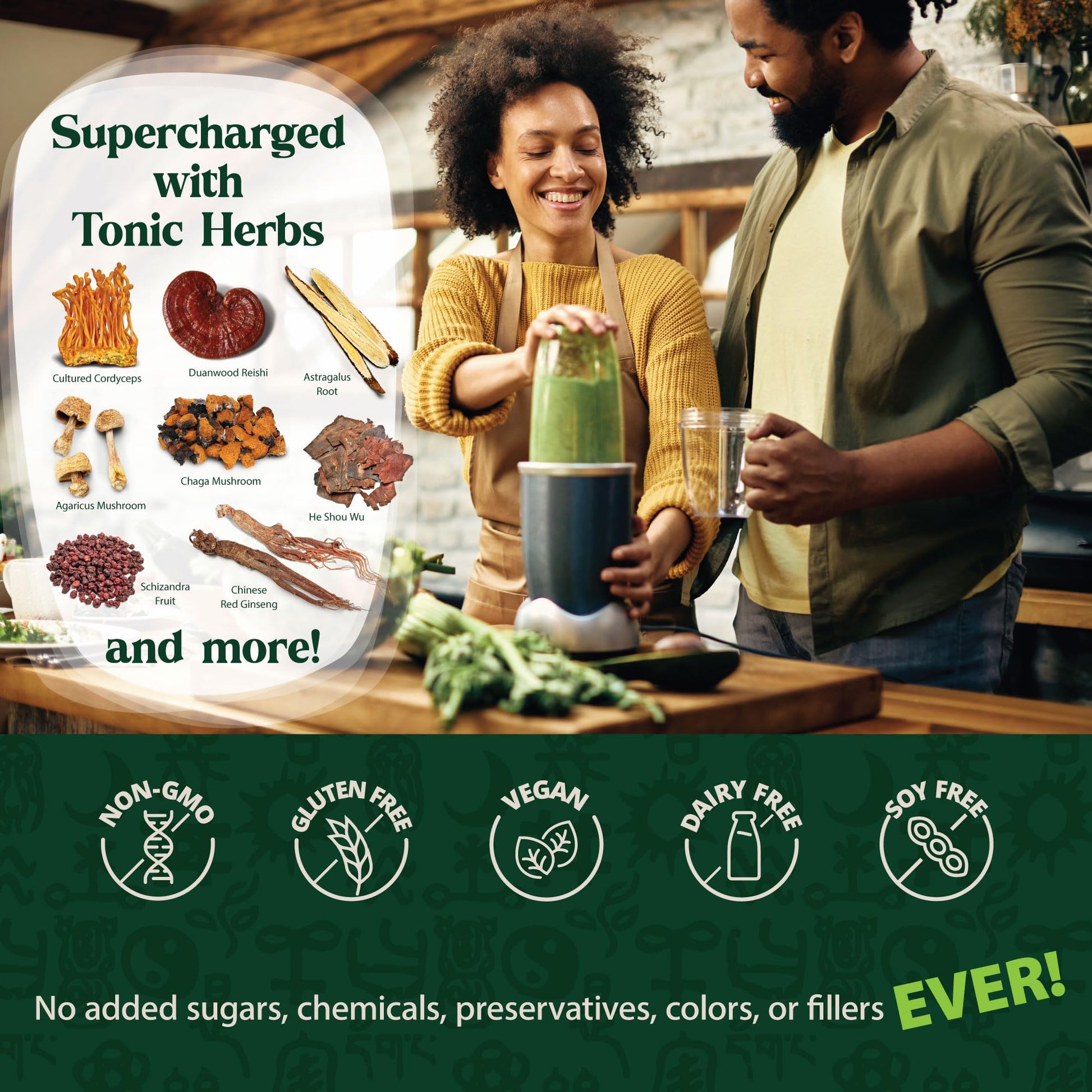 Dragon Herbs Tonic Alchemy packaging showcasing vegan and gluten free certifications