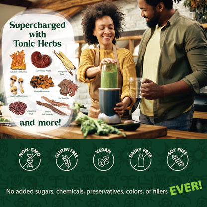 Dragon Herbs Tonic Alchemy packaging showcasing vegan and gluten free certifications