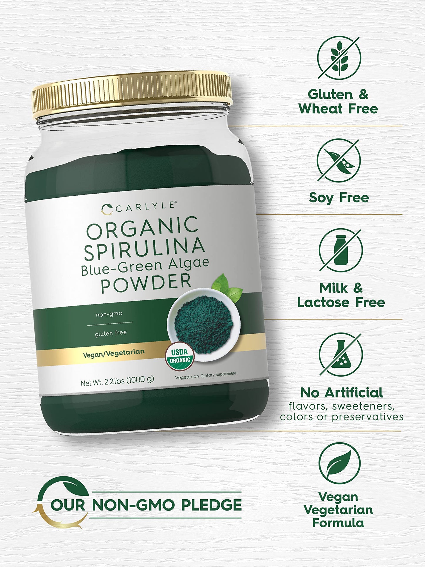 Carlyle vegan non GMO gluten free spirulina powder