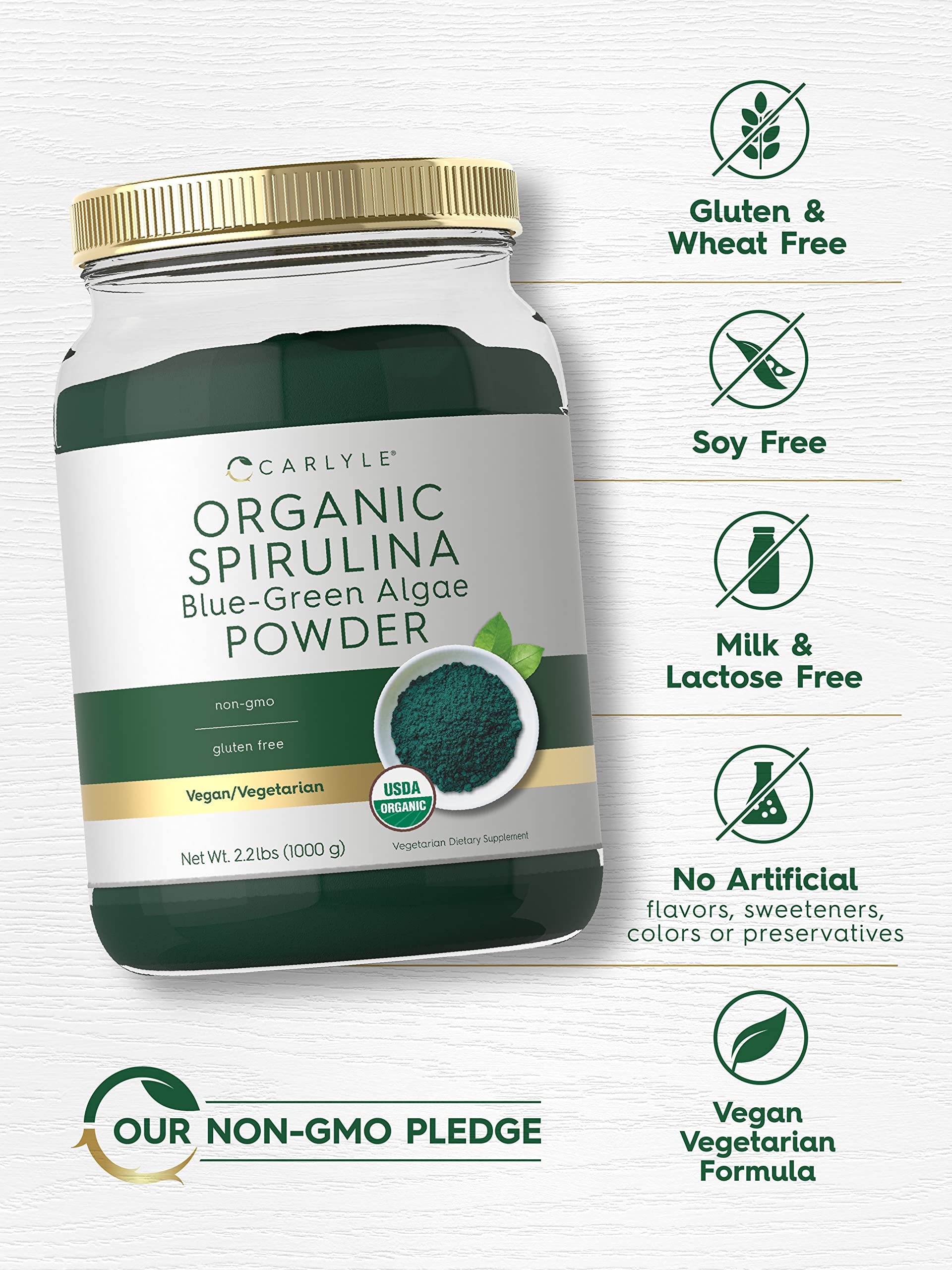 Carlyle vegan non GMO gluten free spirulina powder