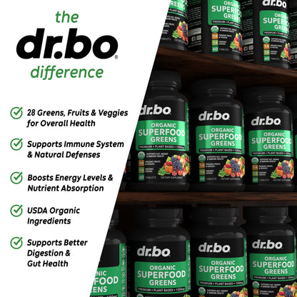 Dr. Bo organic superfood 60 tablets ingredient facts panel view