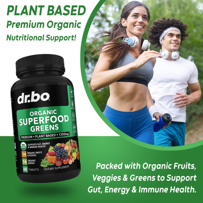 Dr. Bo vegan and dairy free green superfood vitamins for gut health