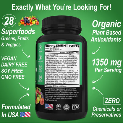 USA imported Dr. Bo superfood greens and fruit formula side label