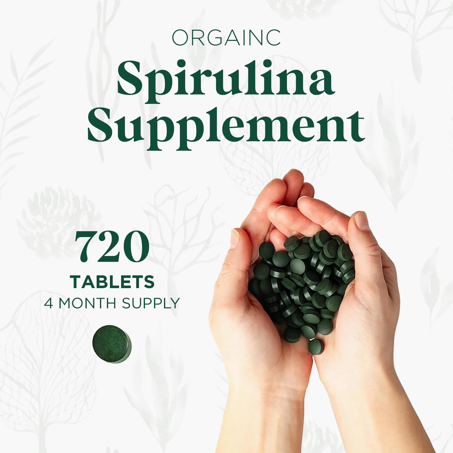 Probase Nutrition green algae superfood supplement packaging showing USDA organic and vegan certifications.