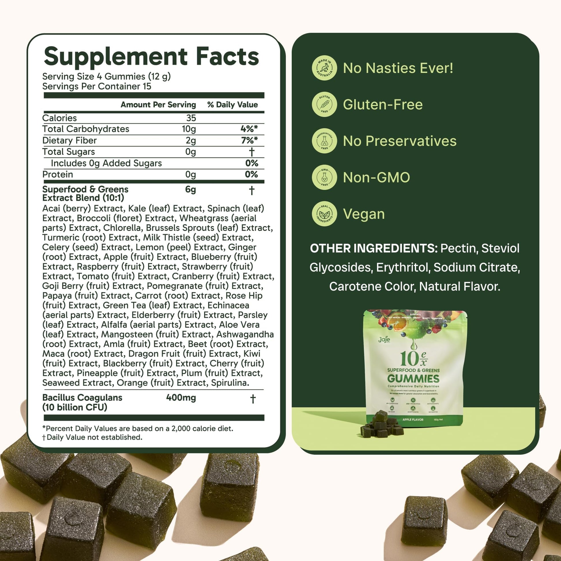 Lifestyle view of Jaje Health daily superfood supplement bottle for adult health.