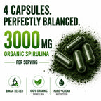 Premium imported USA spirulina veggie capsules packaging details