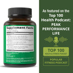 Peak Performance organic super greens juice supplement showcasing its 150 vegan capsules count.