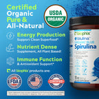 Healthy breakfast smoothie bowl naturally colored with Biophix organic blue-green algae extract.