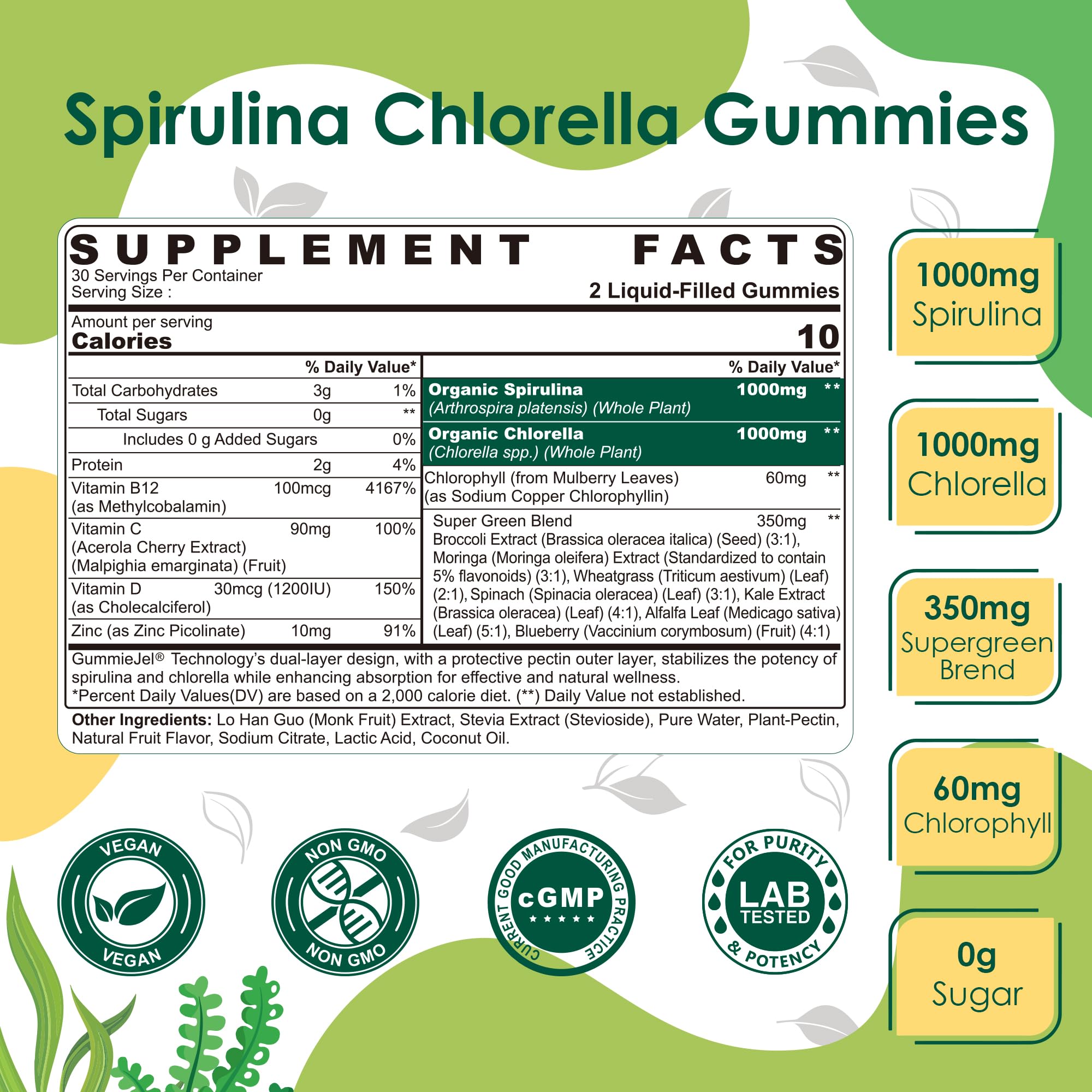 Nextdia sugar free supergreen gummies mixed berry flavor nutritional supplement