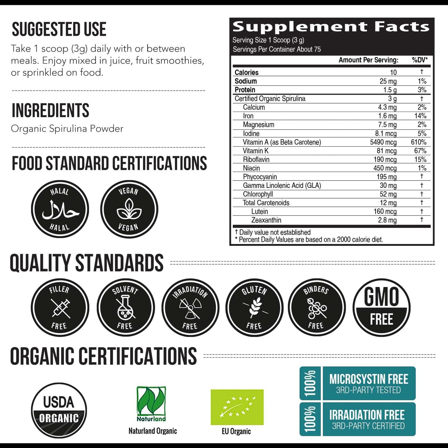 Pure green superfood powder for daily morning smoothies