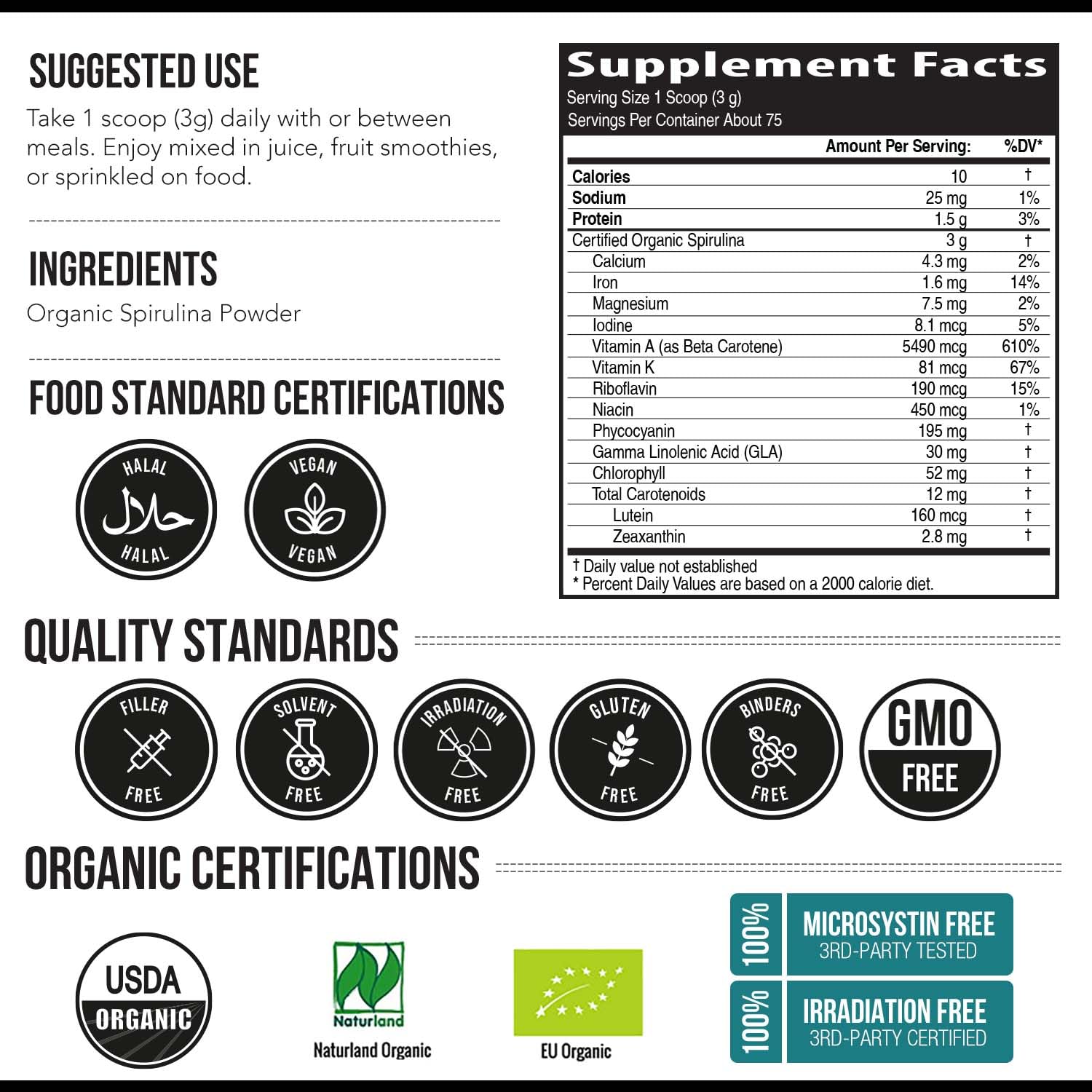 Pure green superfood powder for daily morning smoothies