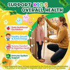 LiliCare daily superfood multivitamin for kids showing blueberry flavored sugar free gummies.