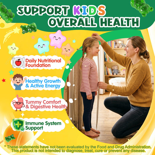 LiliCare daily superfood multivitamin for kids showing blueberry flavored sugar free gummies.