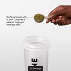 Side view of the seven point three ounce jar highlighting cellular health antioxidants and zero added sugar benefits.