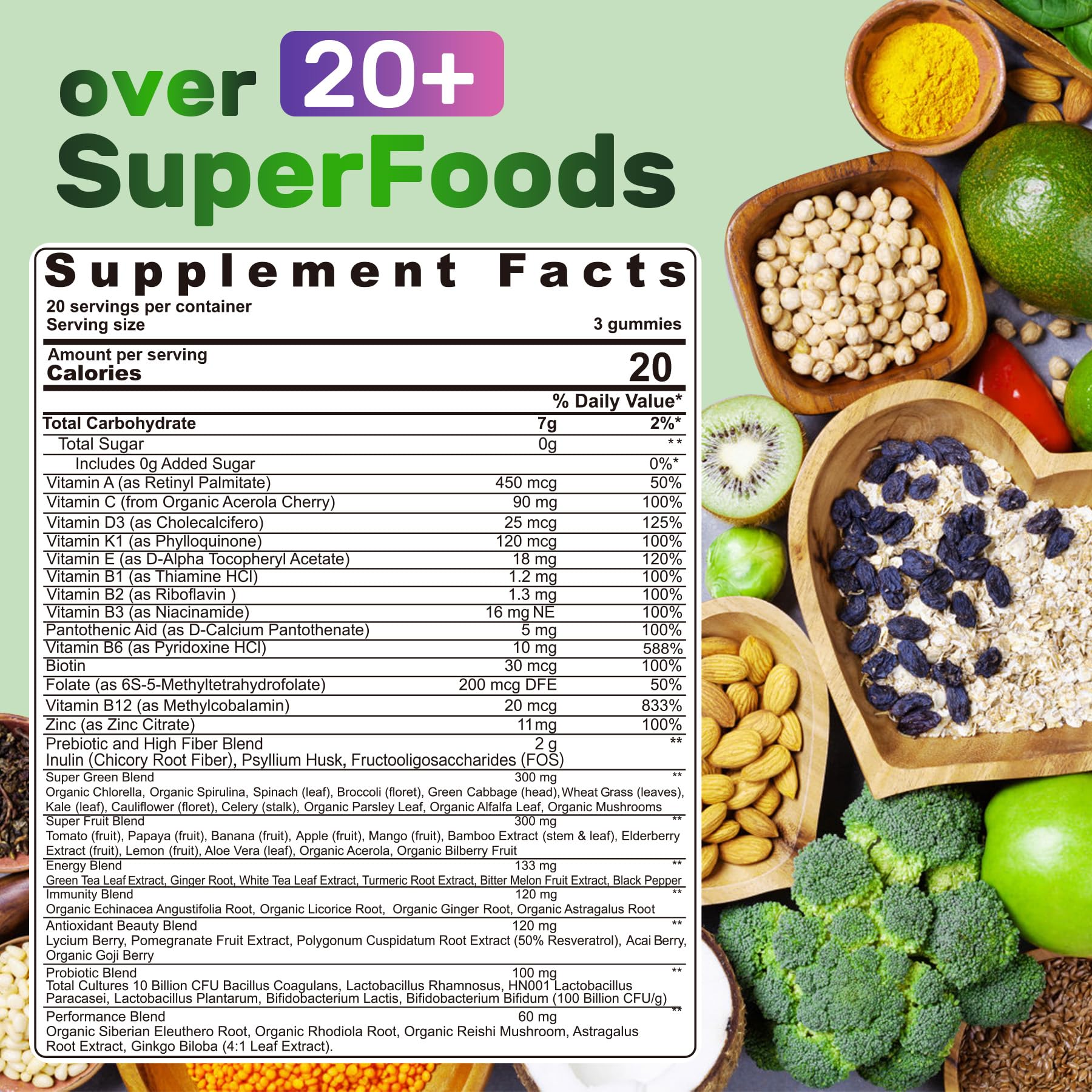 Nextdia Super Greens Gummies grape flavor vegan supplement bottle