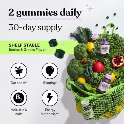 Nutritional facts panel on Lemme Greens probiotic supplement bottle