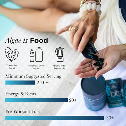Single ingredient organic green spirulina tablets for fitness and athletic focus