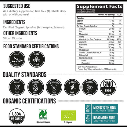 Authentic USA imported organic greens supplement bottle highlighting ninety total servings.