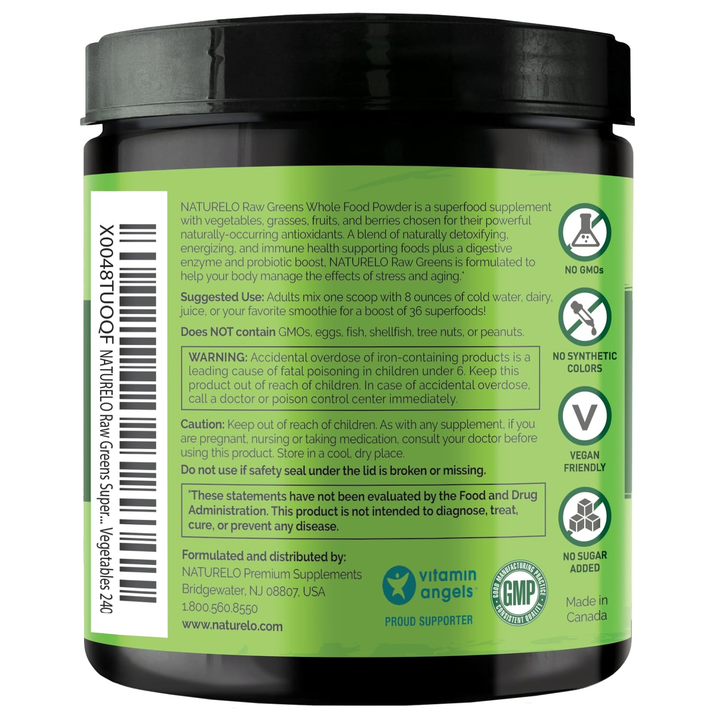 Naturelo mixed berry greens powder scoop and texture details