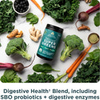Premium vegan greens blend with two billion CFU probiotics