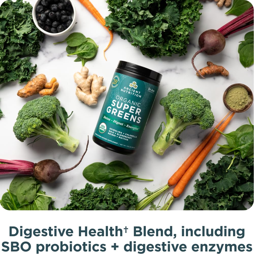Premium vegan greens blend with two billion CFU probiotics