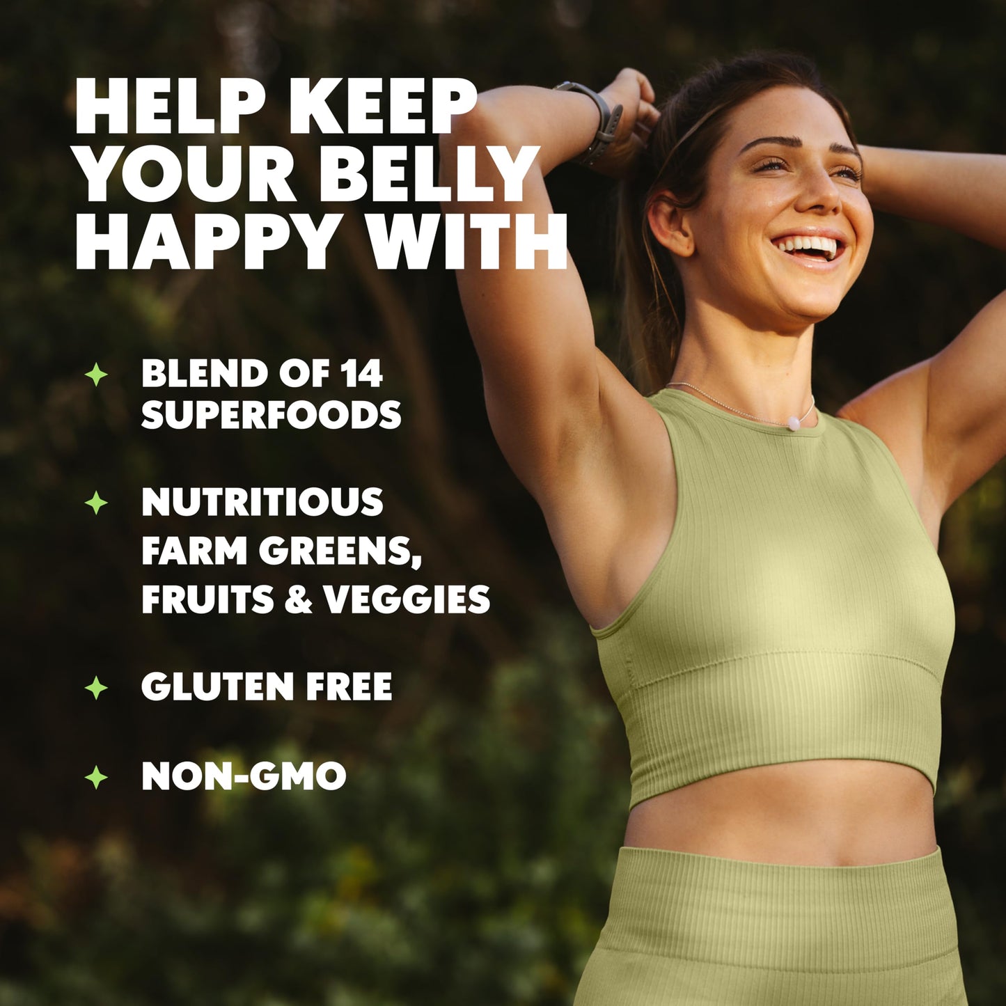 Amazing Grass organic spirulina and chlorella capsules container placed on a clean background.