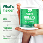 Nested Naturals Super Greens certified USDA Organic and non-GMO seals on packaging