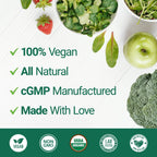 Authentic USA imported Nested Naturals green powder side view detailing ingredients