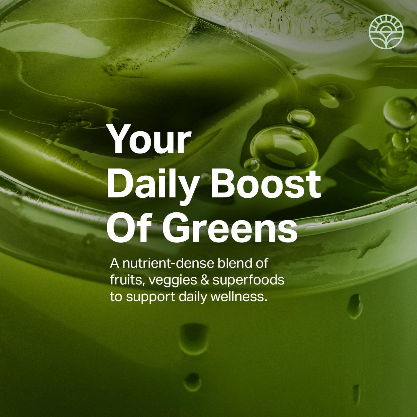 Proper vegetable superfood powder scoop placement beside a fresh green apple drink