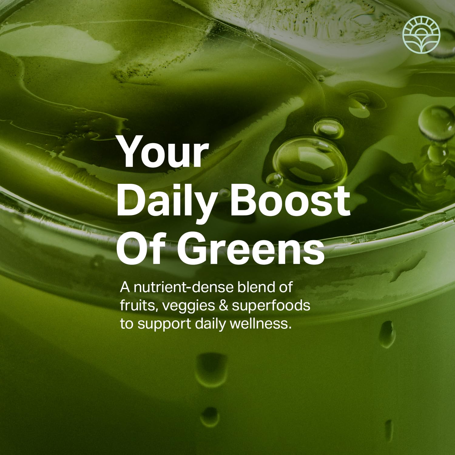 Proper vegetable superfood powder scoop placement beside a fresh green apple drink