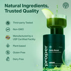 Proper The Greens daily boost superfood packaging displaying 30 servings container details